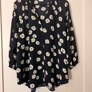 CAbi Go-To Navy Floral Blouse